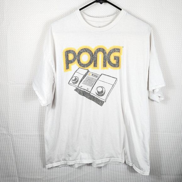 Atari Pong XL T-Shirt Men's White 2022 Ripple Junction Retro Gaming Graphic Tee - Picture 1 of 5